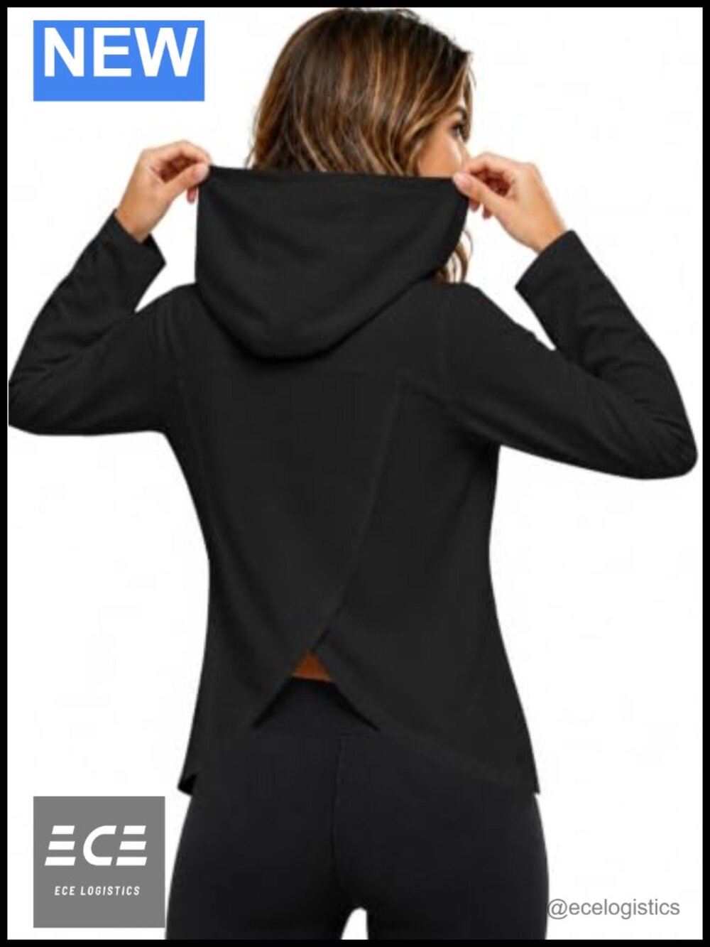Women's Open Back Workout Hoodie Long Sleeve Split Back Active Top